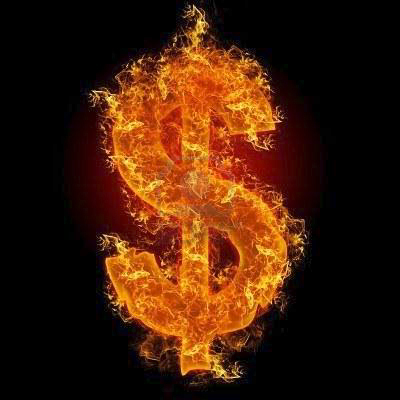 money on fire