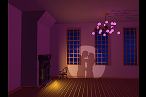 3-D room lit for mood