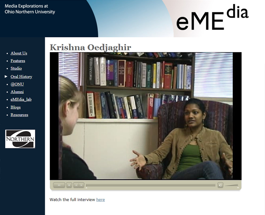 ONU Student Media Website Oral History page