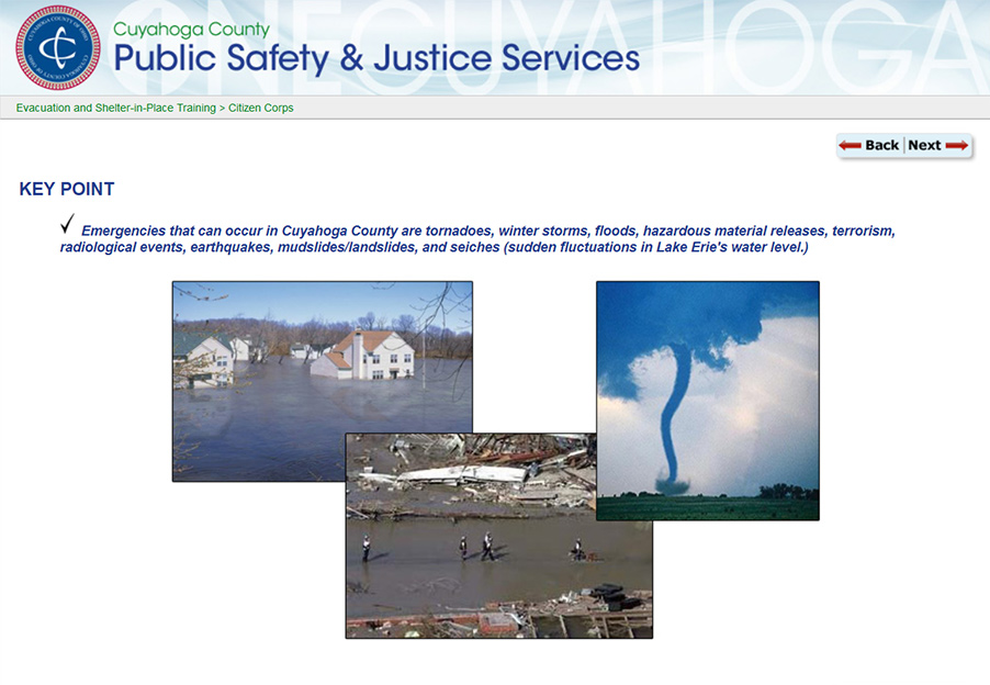 page about the types of emergencies that occur in Cuyahoga County